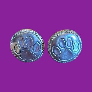 VTG BEST Paw Print Round Clip-on Earrings